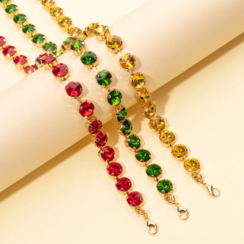 2023 Spring Summer Style Colorful Crystal Beads Necklace For Women Round Crystal Charms Choker Handmade Crystal Jewelry Party
