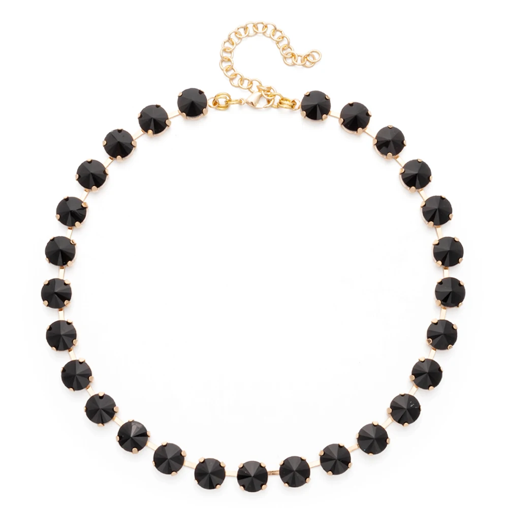 2023 Spring Summer Style Colorful Crystal Beads Necklace For Women Round Crystal Charms Choker Handmade Crystal Jewelry Party