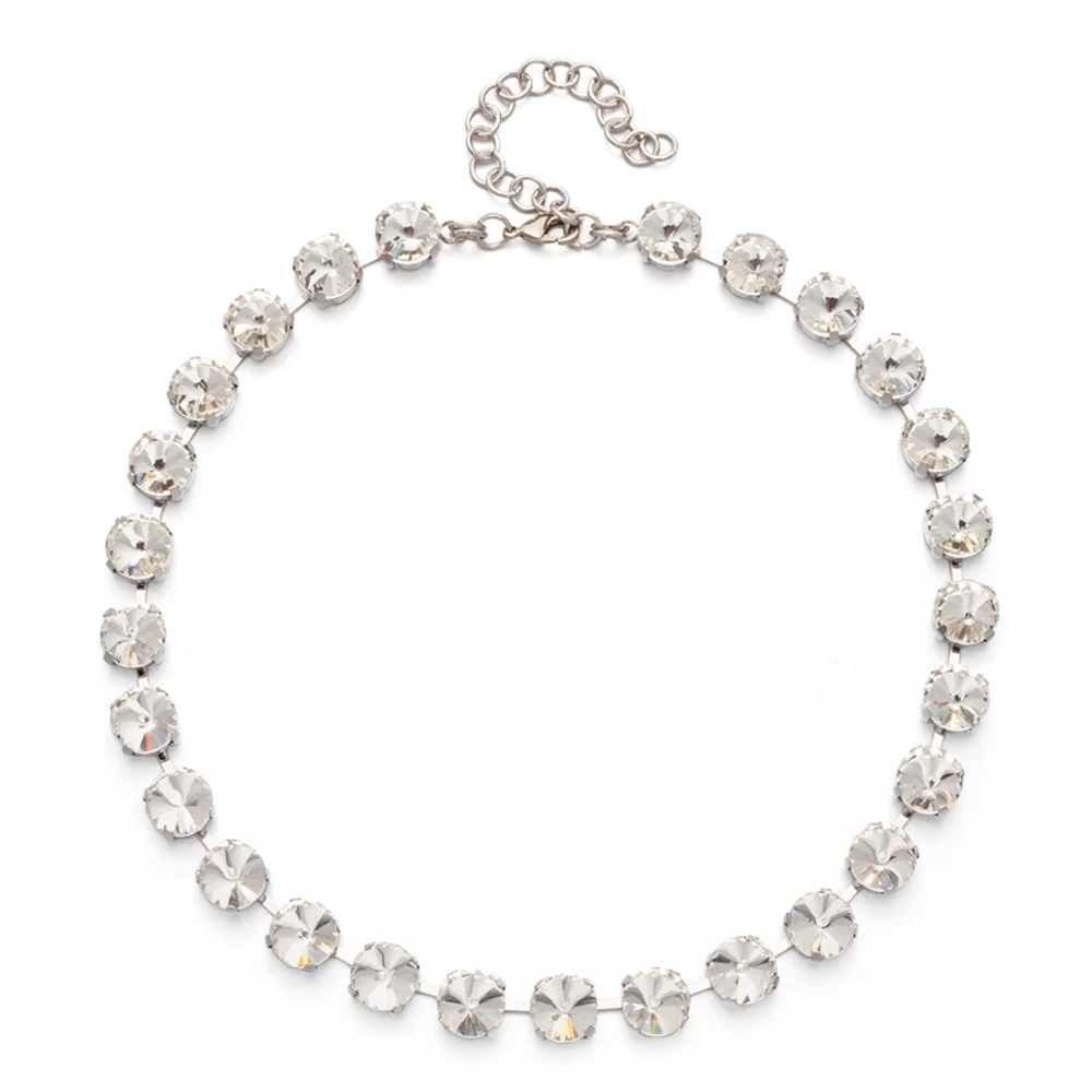 2023 Spring Summer Style Colorful Crystal Beads Necklace For Women Round Crystal Charms Choker Handmade Crystal Jewelry Party