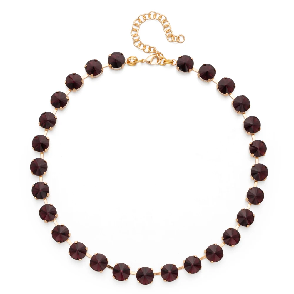 2023 Spring Summer Style Colorful Crystal Beads Necklace For Women Round Crystal Charms Choker Handmade Crystal Jewelry Party