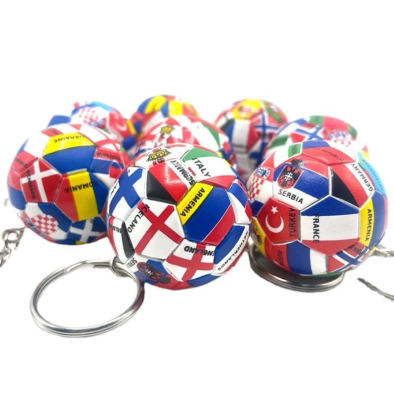 12/24 pcs New World Flag Football Keychain Country Soccer Club Fans Keyring Car Key Chains Souvenir Bag Pendant Accessories Gift