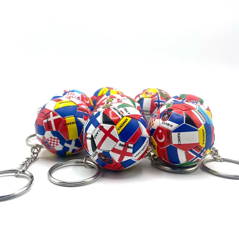 12/24 pcs New World Flag Football Keychain Country Soccer Club Fans Keyring Car Key Chains Souvenir Bag Pendant Accessories Gift