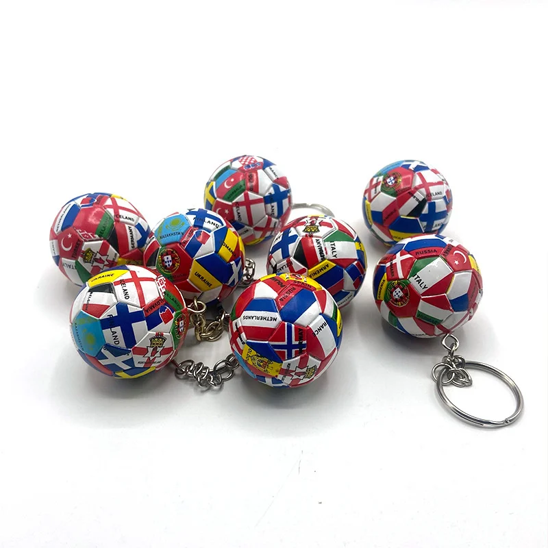 12/24 pcs New World Flag Football Keychain Country Soccer Club Fans Keyring Car Key Chains Souvenir Bag Pendant Accessories Gift