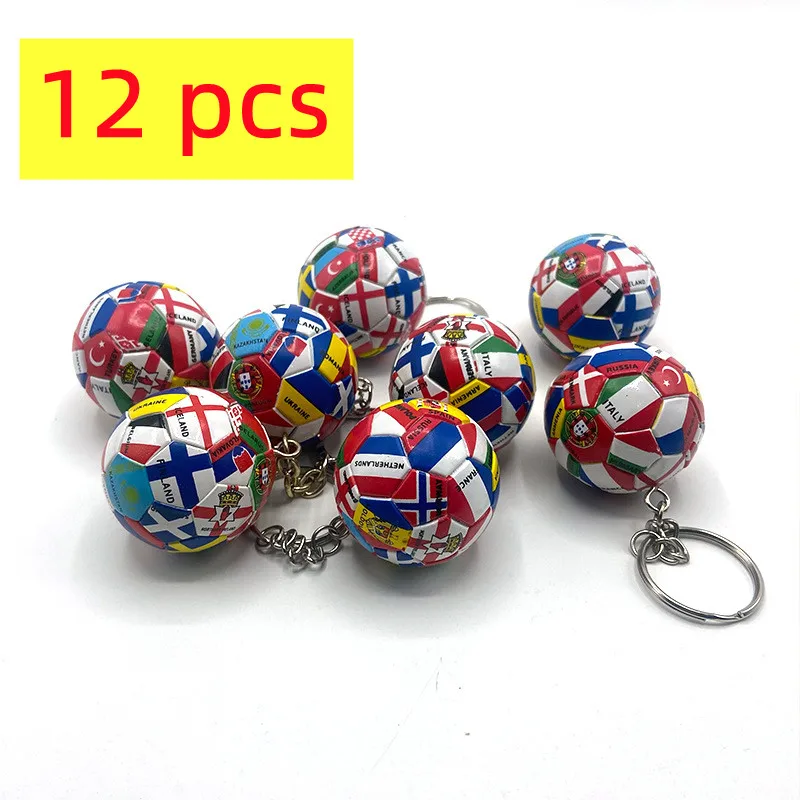 12/24 pcs New World Flag Football Keychain Country Soccer Club Fans Keyring Car Key Chains Souvenir Bag Pendant Accessories Gift