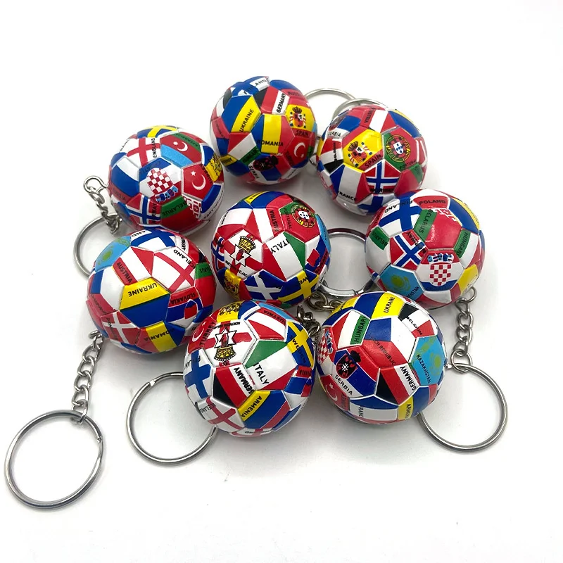 12/24 pcs New World Flag Football Keychain Country Soccer Club Fans Keyring Car Key Chains Souvenir Bag Pendant Accessories Gift