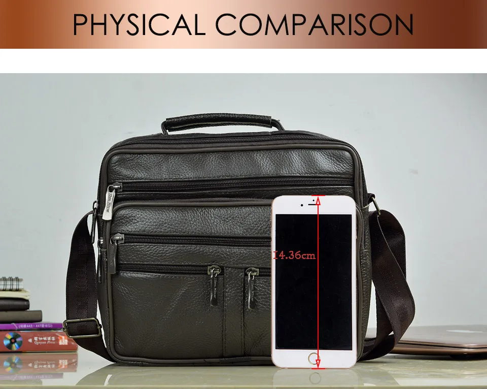 New Arrival Men Shoulder Bag Men's Genuine Leather Messenger Bag Boy Coffee Middle Size Handbags Tote Natural Skin Men Briefcase