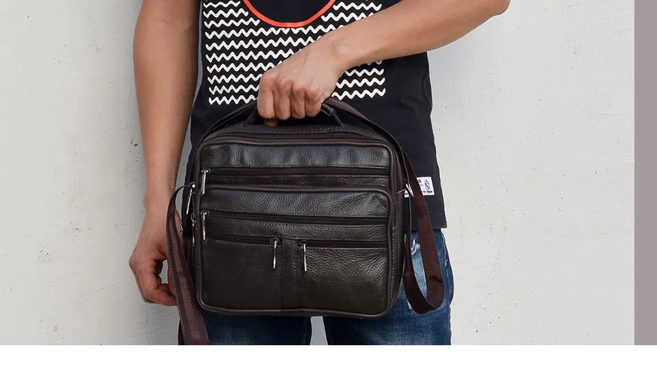 New Arrival Men Shoulder Bag Men's Genuine Leather Messenger Bag Boy Coffee Middle Size Handbags Tote Natural Skin Men Briefcase