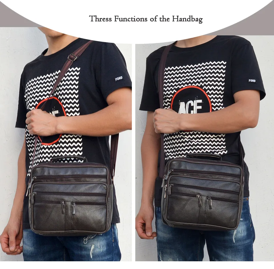 New Arrival Men Shoulder Bag Men's Genuine Leather Messenger Bag Boy Coffee Middle Size Handbags Tote Natural Skin Men Briefcase