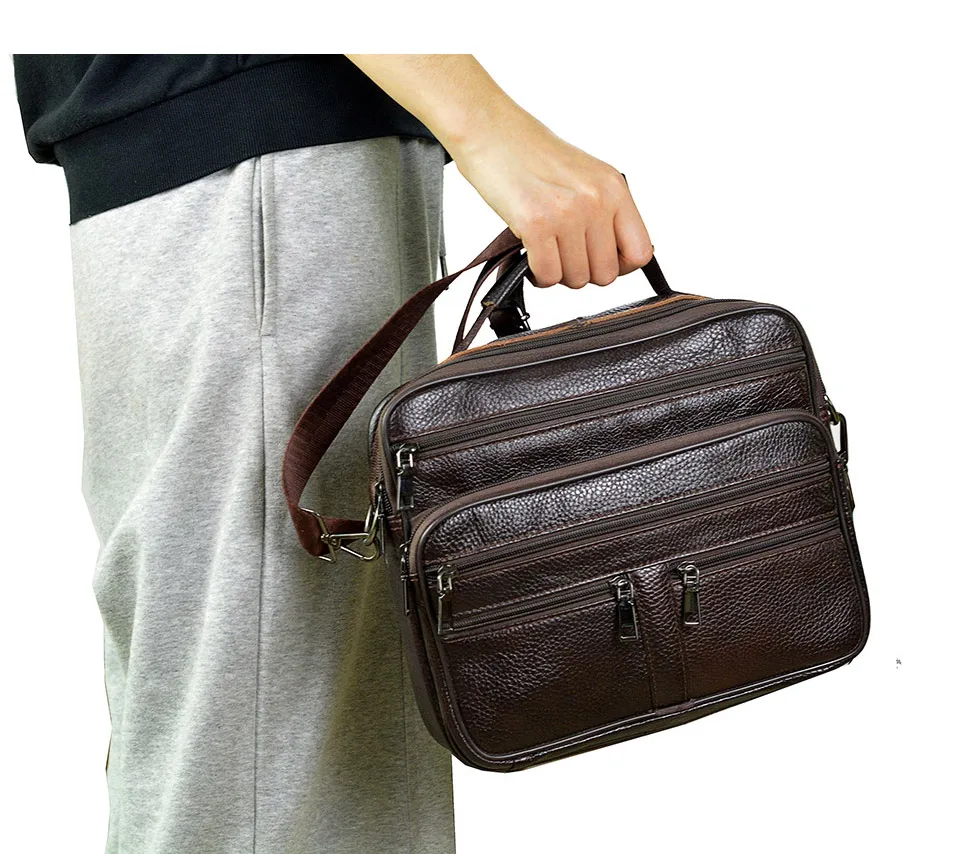 New Arrival Men Shoulder Bag Men's Genuine Leather Messenger Bag Boy Coffee Middle Size Handbags Tote Natural Skin Men Briefcase