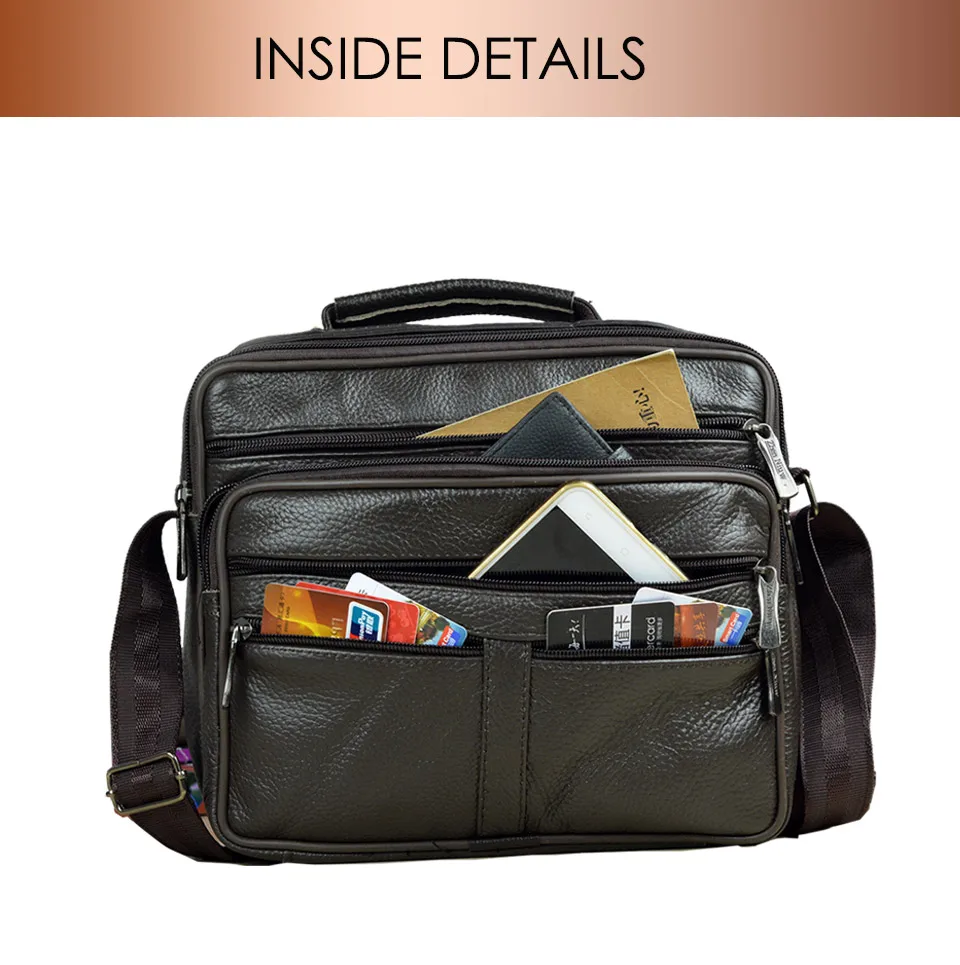 New Arrival Men Shoulder Bag Men's Genuine Leather Messenger Bag Boy Coffee Middle Size Handbags Tote Natural Skin Men Briefcase