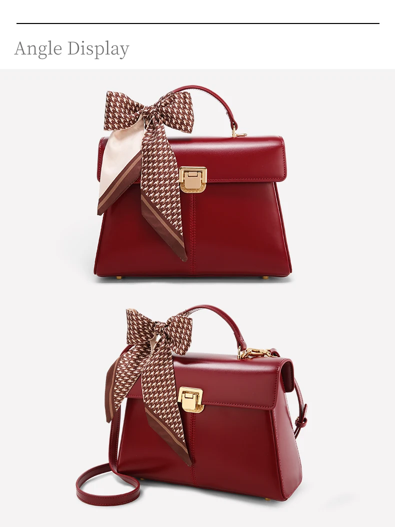 ITAMOOD Genuine Leather Handbag with Scarf | Luxury Designer Trendy Shoulder Bag Solid Color Commuting Bag | bags for women gift