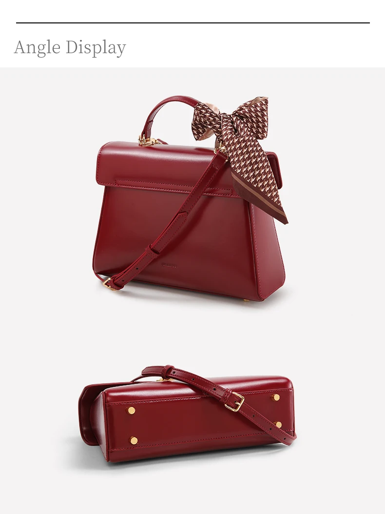 ITAMOOD Genuine Leather Handbag with Scarf | Luxury Designer Trendy Shoulder Bag Solid Color Commuting Bag | bags for women gift