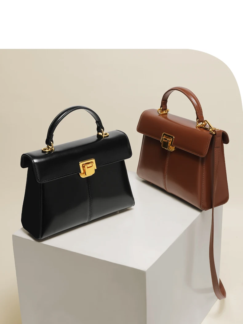 ITAMOOD Genuine Leather Handbag with Scarf | Luxury Designer Trendy Shoulder Bag Solid Color Commuting Bag | bags for women gift