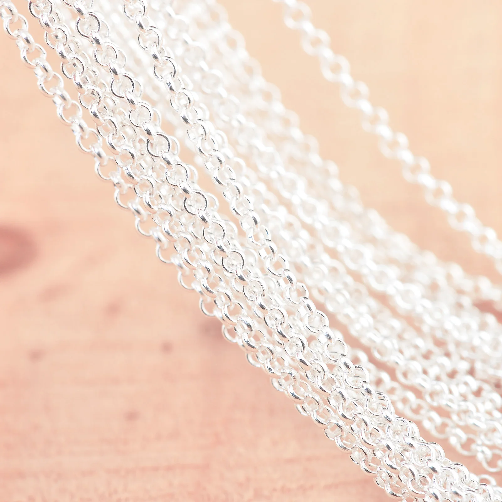 10PCS Wholesale Pure 925 Sterling Silver Color Charm Link Chain Necklace Jewelry with Strong Smooth Lobster Clasps 16-30 Inch
