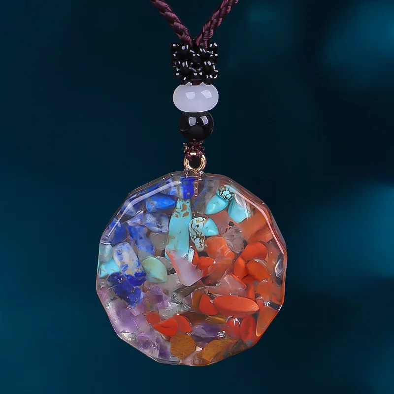 Reiki Healing Orgone Necklace Fashion Jewelry Yoga Natural Chakra Energy Orgonite 7 Chakra Pendant Necklace Pendulum Amulet