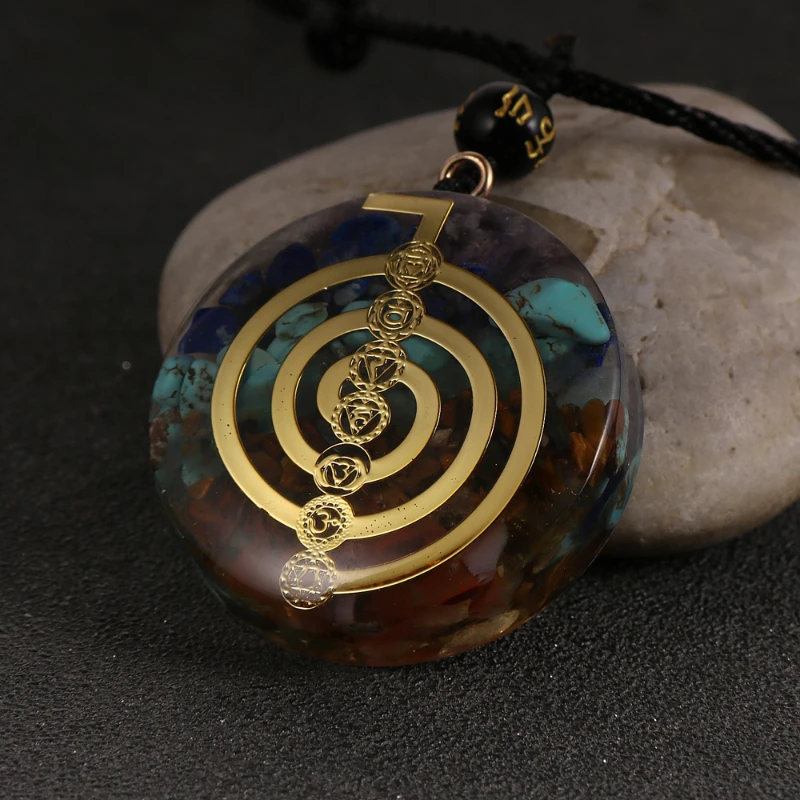 Reiki Healing Orgone Necklace Fashion Jewelry Yoga Natural Chakra Energy Orgonite 7 Chakra Pendant Necklace Pendulum Amulet