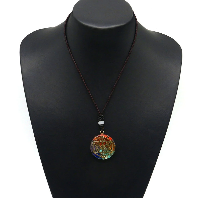 Reiki Healing Orgone Necklace Fashion Jewelry Yoga Natural Chakra Energy Orgonite 7 Chakra Pendant Necklace Pendulum Amulet