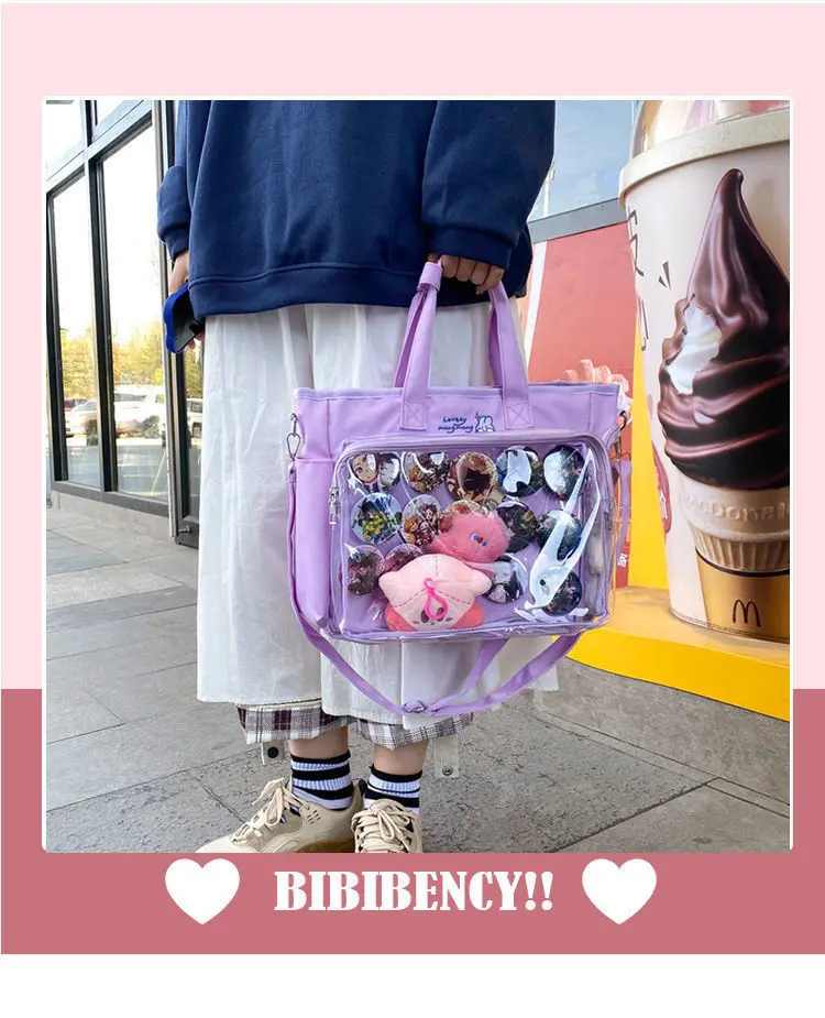 Transparent bag ita bag bolsos cruzados Japanese Cute Big Bag Female Bag New Student Shoulder Cross Body Hand Bag tote bag