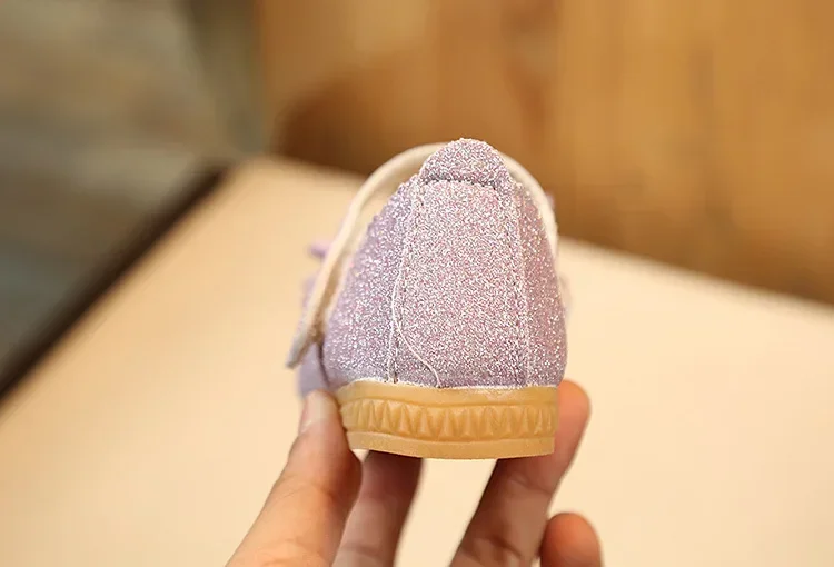 Girls Leather Shoes for Toddlers Kids Big Children Flats Glitter with Bow-knot Princess Sweet Bling Dress Shoes for Dance Party