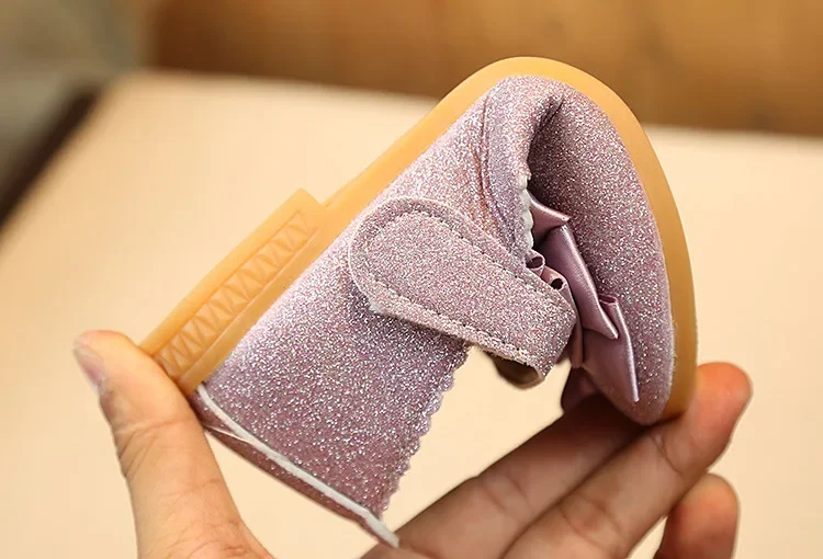 Girls Leather Shoes for Toddlers Kids Big Children Flats Glitter with Bow-knot Princess Sweet Bling Dress Shoes for Dance Party