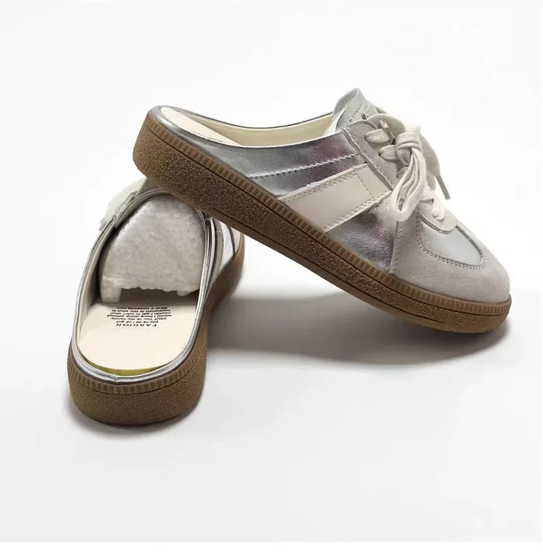 Women Mules Shoes Slip-On Round Toe Loafers Walking Sneakers Lazy Clogs Platform Summer Slip On Creeper Baotou Half Slippers