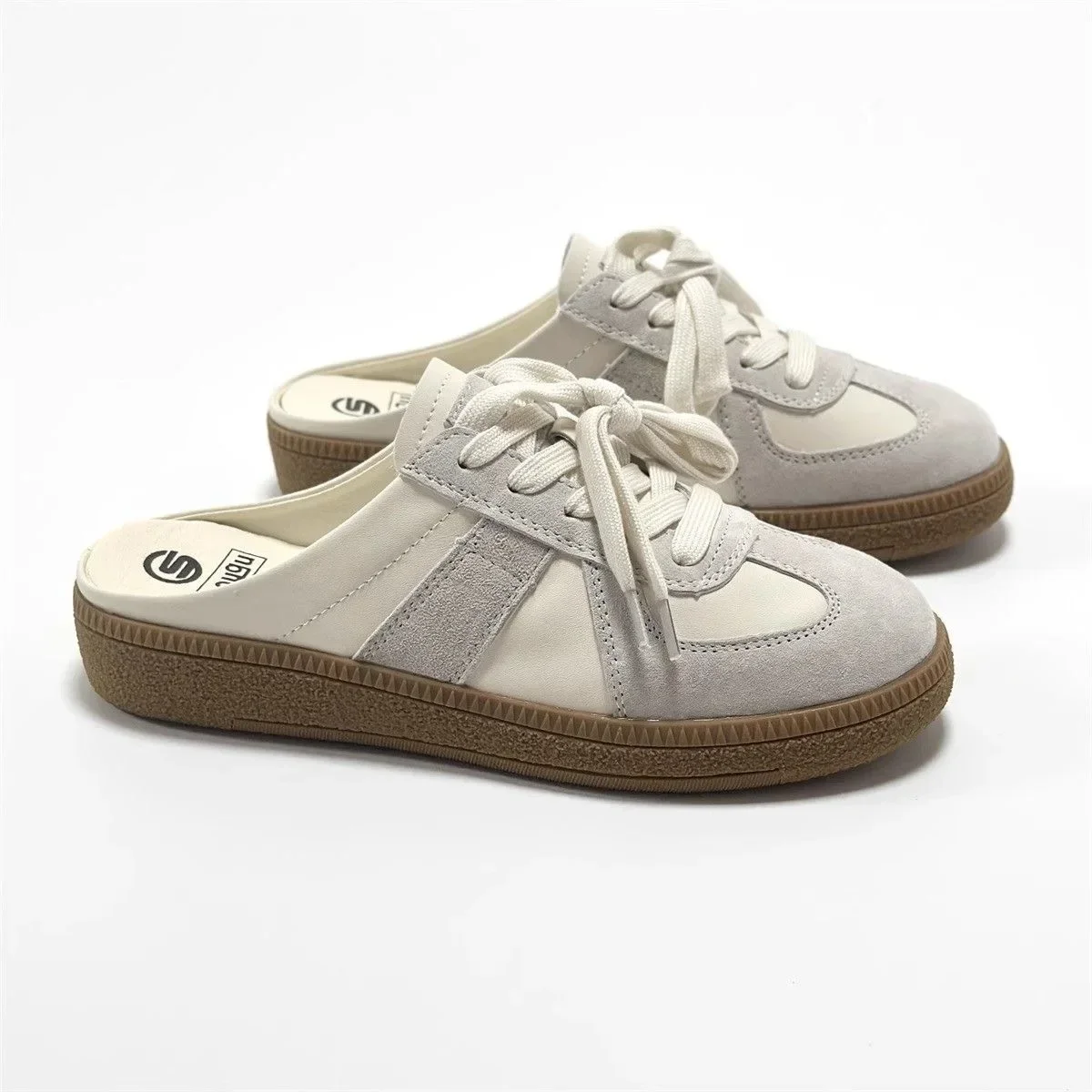 Women Mules Shoes Slip-On Round Toe Loafers Walking Sneakers Lazy Clogs Platform Summer Slip On Creeper Baotou Half Slippers