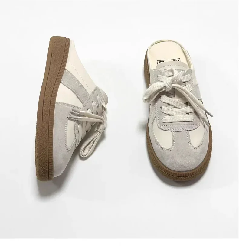 Women Mules Shoes Slip-On Round Toe Loafers Walking Sneakers Lazy Clogs Platform Summer Slip On Creeper Baotou Half Slippers