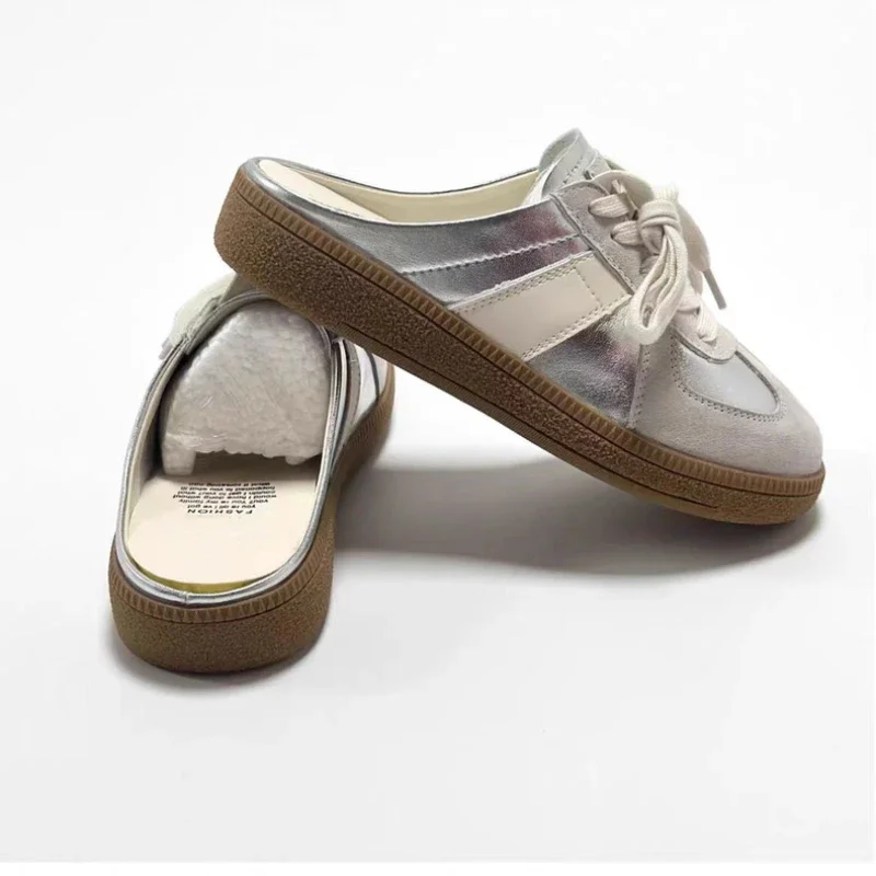 Women Mules Shoes Slip-On Round Toe Loafers Walking Sneakers Lazy Clogs Platform Summer Slip On Creeper Baotou Half Slippers