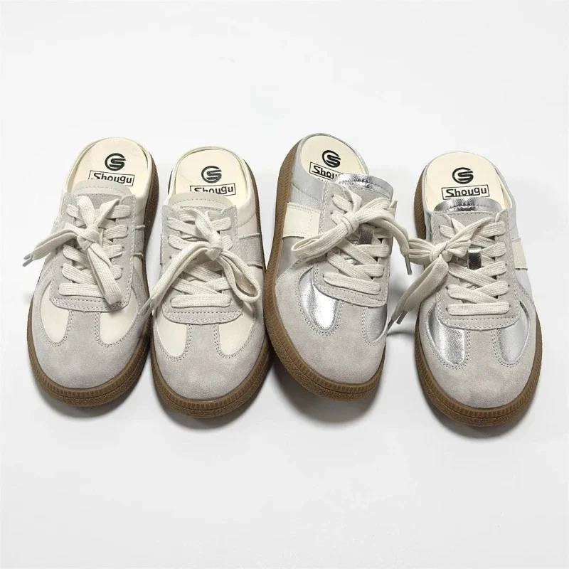 Women Mules Shoes Slip-On Round Toe Loafers Walking Sneakers Lazy Clogs Platform Summer Slip On Creeper Baotou Half Slippers