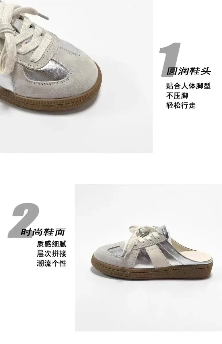 Women Mules Shoes Slip-On Round Toe Loafers Walking Sneakers Lazy Clogs Platform Summer Slip On Creeper Baotou Half Slippers