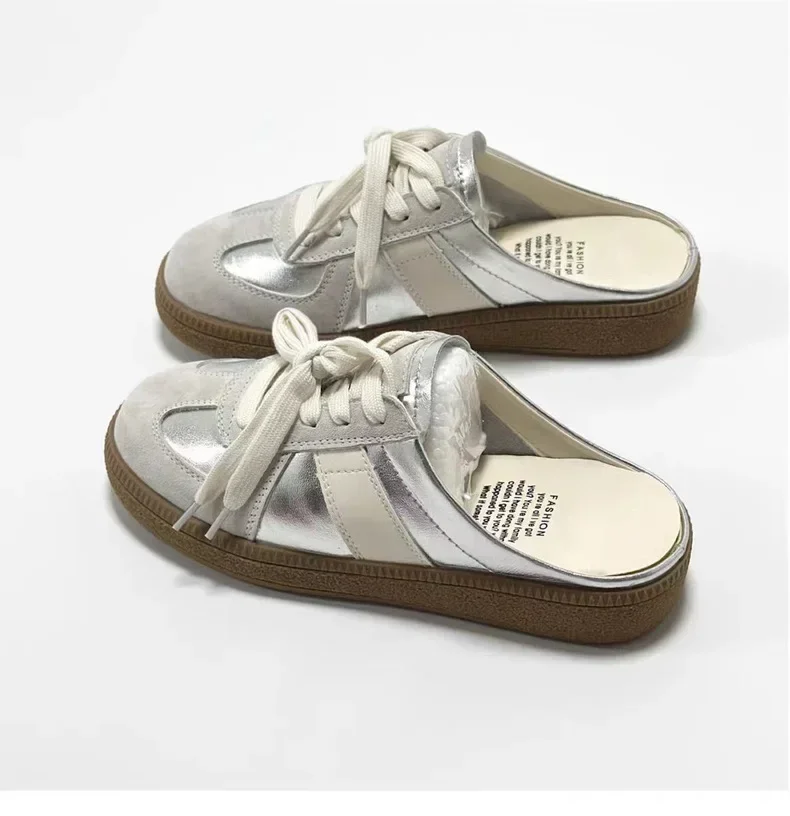 Women Mules Shoes Slip-On Round Toe Loafers Walking Sneakers Lazy Clogs Platform Summer Slip On Creeper Baotou Half Slippers