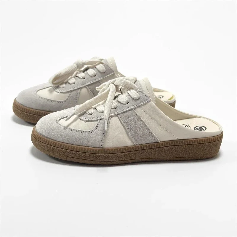 Women Mules Shoes Slip-On Round Toe Loafers Walking Sneakers Lazy Clogs Platform Summer Slip On Creeper Baotou Half Slippers
