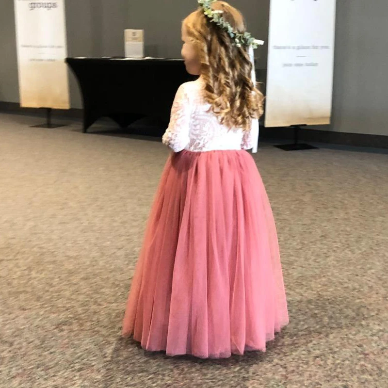 Princess Party Lace Flower Girl Dress Baby Kids Summer Wedding Birthday Dresses Children Clothing 2 4 6 8 10 12 14