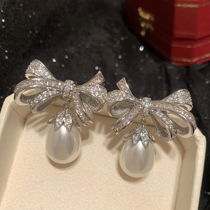 Bilincolor Purple Knot Pearl Earrings For Jewelry Gift