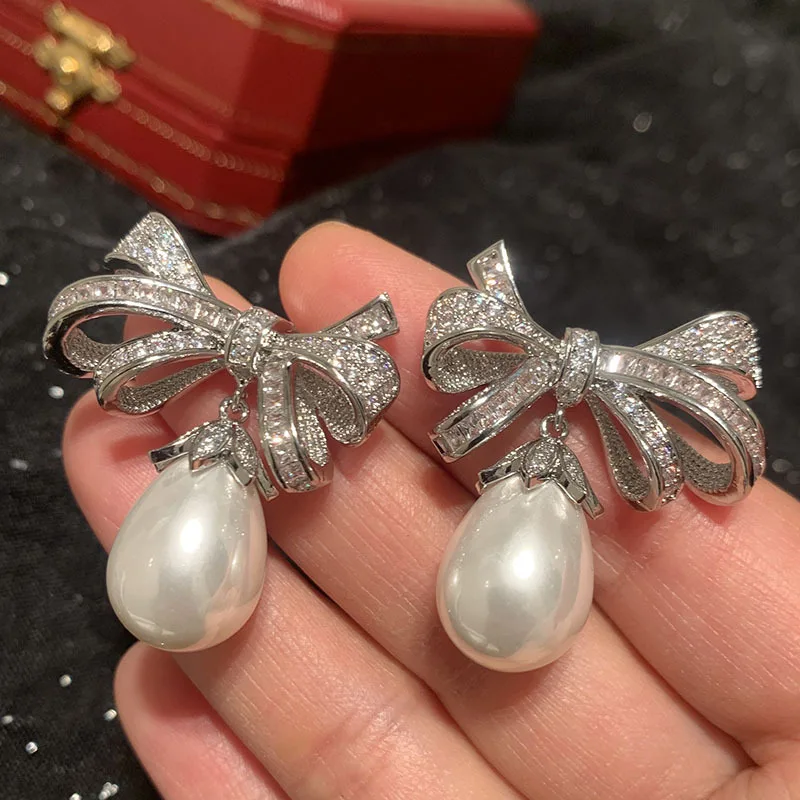 Bilincolor Purple Knot Pearl Earrings For Jewelry Gift