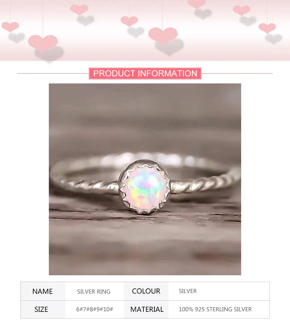 ZDADAN 925 Sterling Silver Opal Ring For Women Wedding Jewelry Party Gift