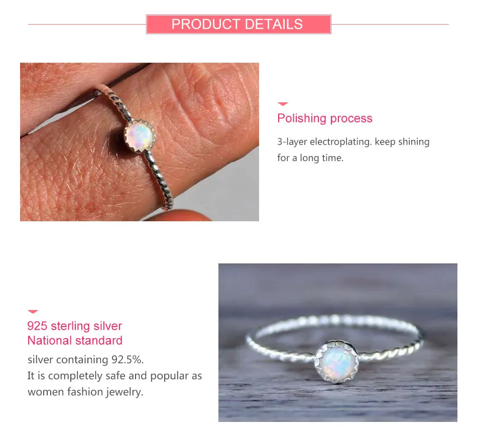 ZDADAN 925 Sterling Silver Opal Ring For Women Wedding Jewelry Party Gift