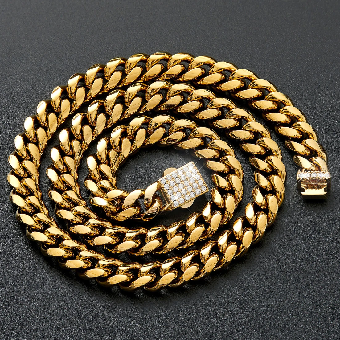 Any Length 7"-40" 6mm-14mm New Fashion Women Mens Chain 316L Stainless Steel Miami Link Necklace or Bracelet Crystal Buckle Gift