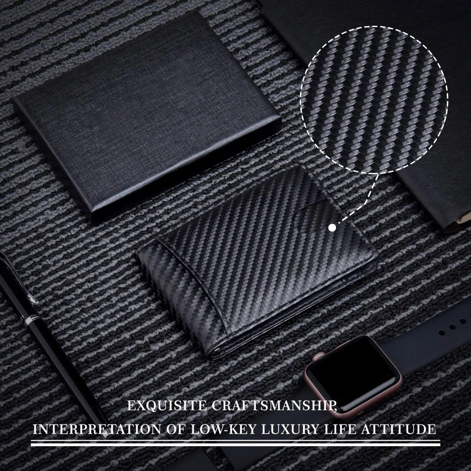 Rfid Carbon Fiber Men Wallets Credit Card Holder Business Money Bag Slim Thin Mini Male Small Short Black Walet Billfold Vallet