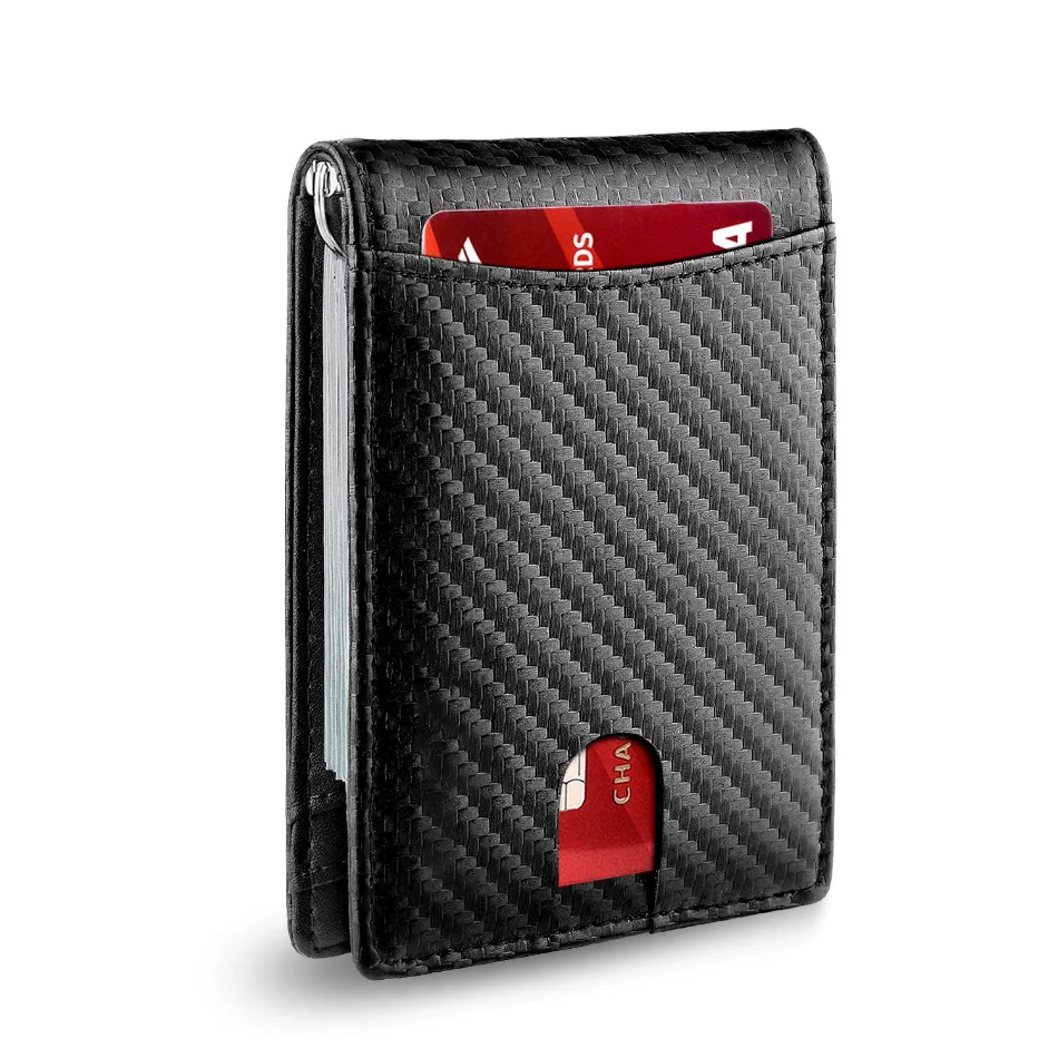 Rfid Carbon Fiber Men Wallets Credit Card Holder Business Money Bag Slim Thin Mini Male Small Short Black Walet Billfold Vallet