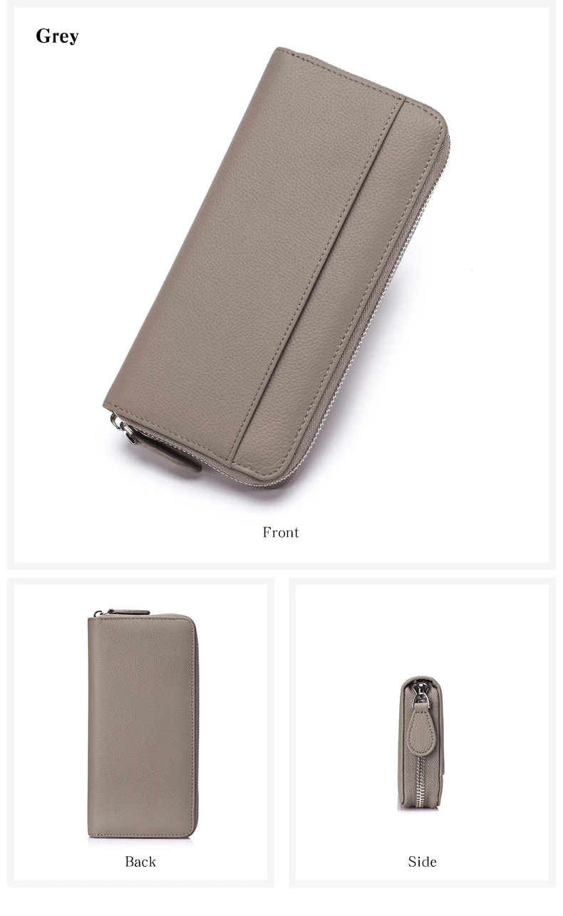 Long Zipper Wallet for Women Genuine Leather RFIDBlocking Large Capacity Credit Card Holder Wallets with Coin Pouch MoneyPockets