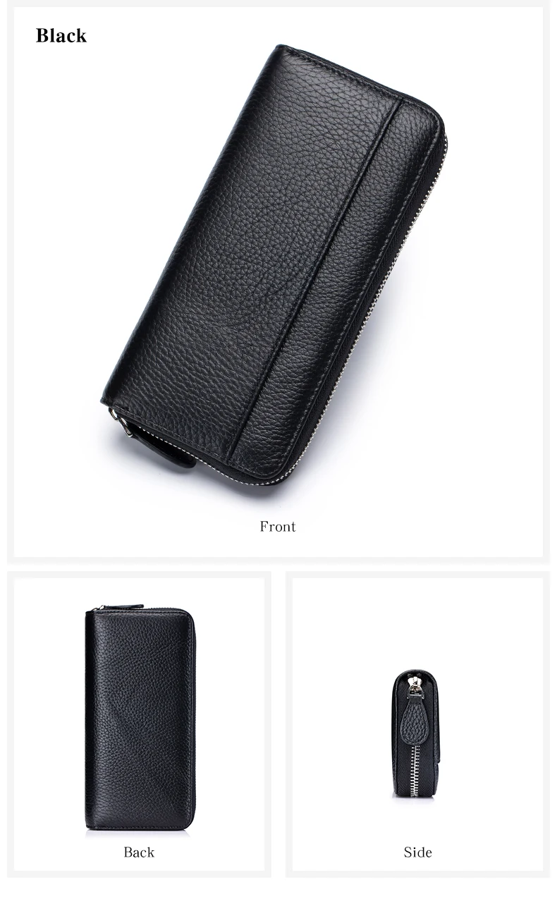 Long Zipper Wallet for Women Genuine Leather RFIDBlocking Large Capacity Credit Card Holder Wallets with Coin Pouch MoneyPockets