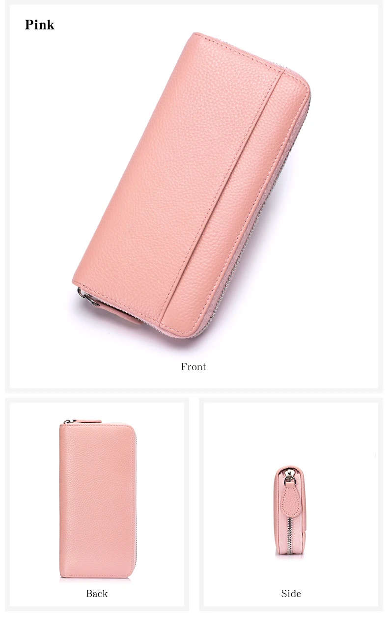 Long Zipper Wallet for Women Genuine Leather RFIDBlocking Large Capacity Credit Card Holder Wallets with Coin Pouch MoneyPockets
