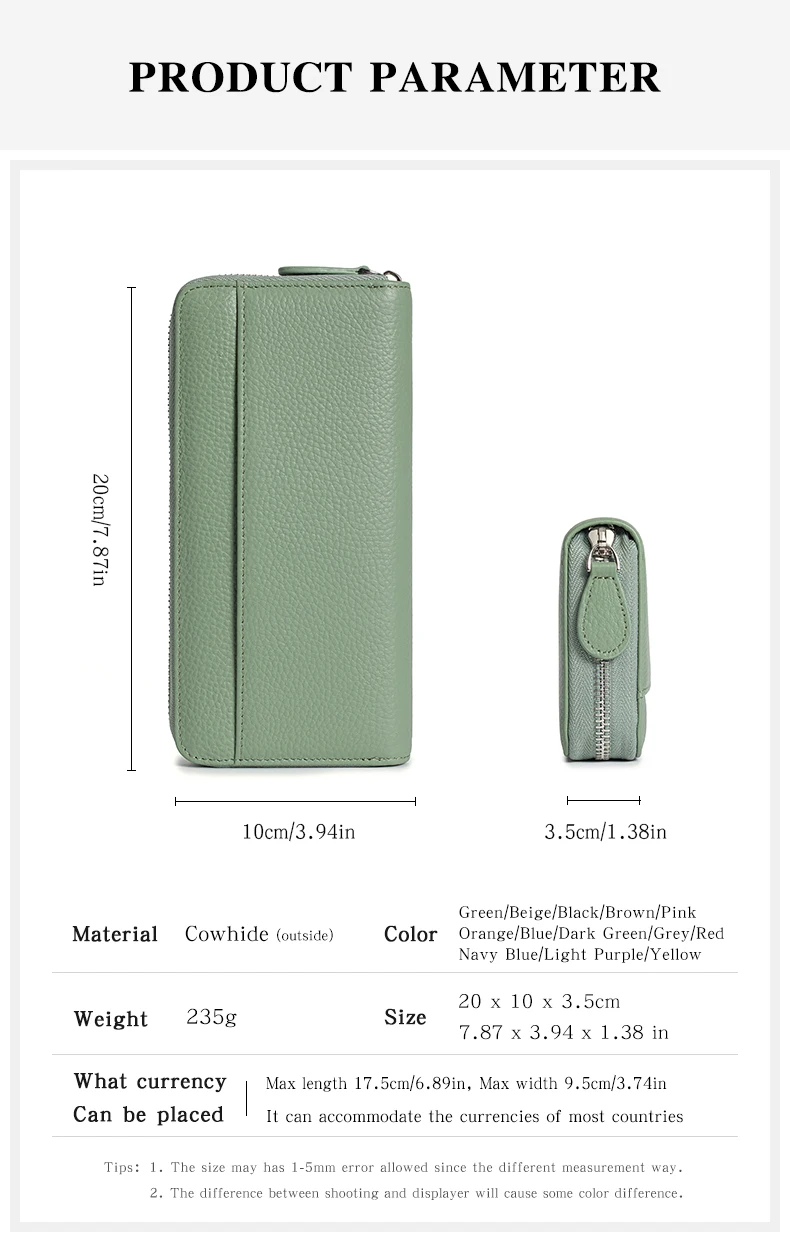 Long Zipper Wallet for Women Genuine Leather RFIDBlocking Large Capacity Credit Card Holder Wallets with Coin Pouch MoneyPockets