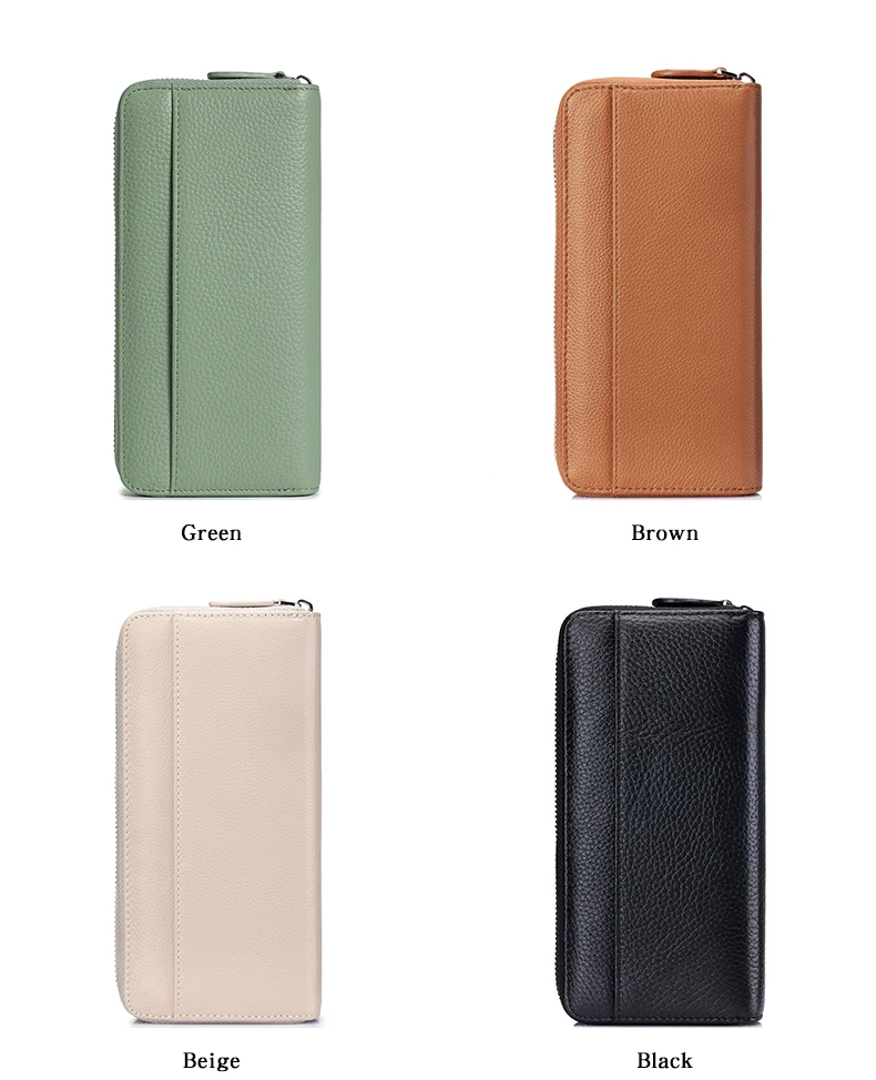 Long Zipper Wallet for Women Genuine Leather RFIDBlocking Large Capacity Credit Card Holder Wallets with Coin Pouch MoneyPockets