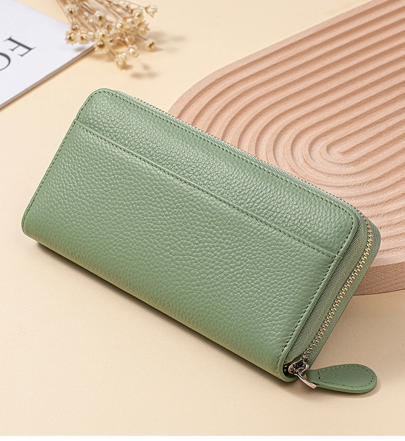 Long Zipper Wallet for Women Genuine Leather RFIDBlocking Large Capacity Credit Card Holder Wallets with Coin Pouch MoneyPockets