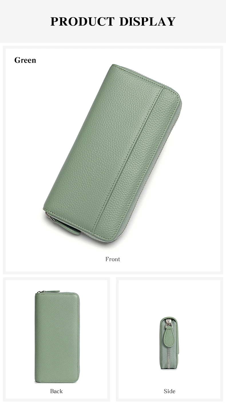 Long Zipper Wallet for Women Genuine Leather RFIDBlocking Large Capacity Credit Card Holder Wallets with Coin Pouch MoneyPockets