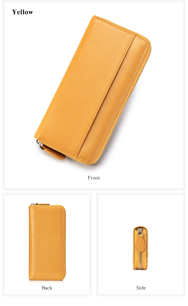 Long Zipper Wallet for Women Genuine Leather RFIDBlocking Large Capacity Credit Card Holder Wallets with Coin Pouch MoneyPockets