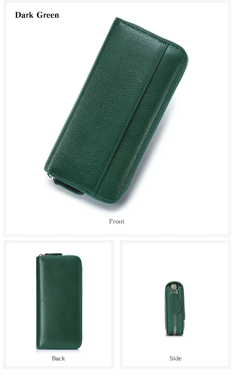 Long Zipper Wallet for Women Genuine Leather RFIDBlocking Large Capacity Credit Card Holder Wallets with Coin Pouch MoneyPockets