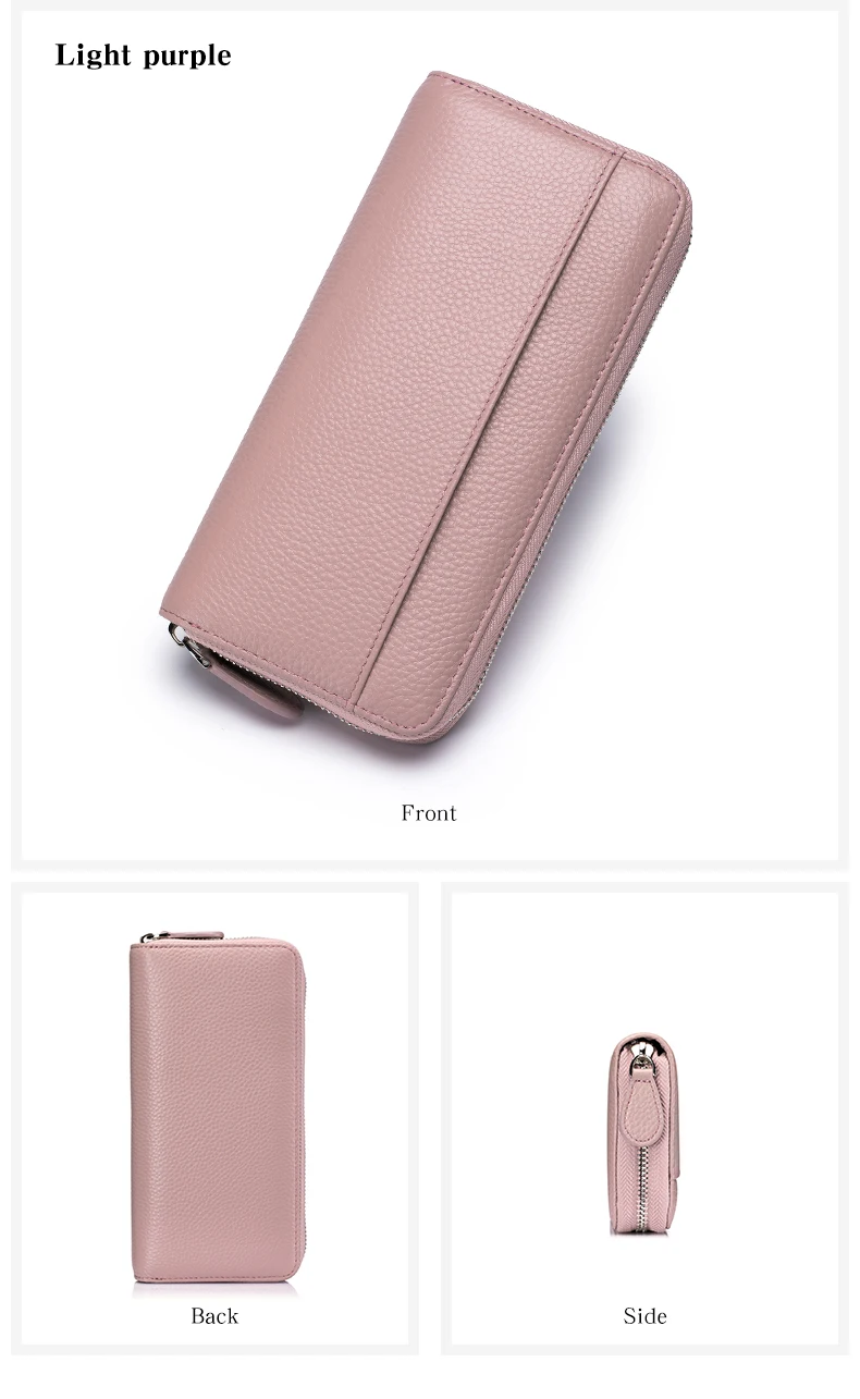 Long Zipper Wallet for Women Genuine Leather RFIDBlocking Large Capacity Credit Card Holder Wallets with Coin Pouch MoneyPockets